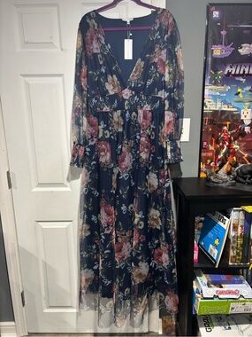 Baltic Born Navy Floral Maxi Dress with Pink & Cream Blooms